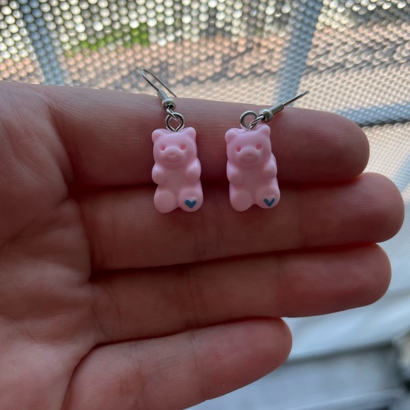 Pink Teddy Bear Earrings - Picture 4 of 4